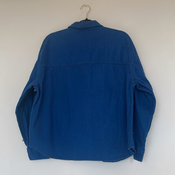 NWT ‘If It Were Me’ Snap Front Oversized Trucker Utility Blue Jacket Size XS - Picture 5 of 5